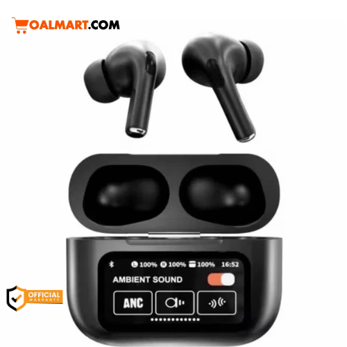 A9 Pro ANC Touch Screen Display Earbuds - Black